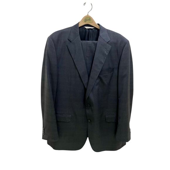 Samuelsohn Blazer Pant Suit Set Gray Plaid 48/42 Tall Long
